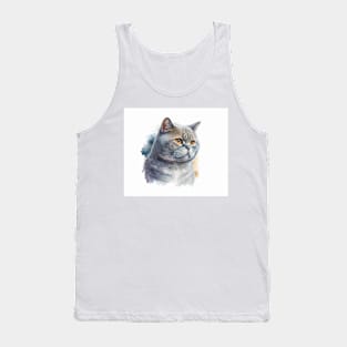 British Shorthair Cat Watercolour Painting Tank Top